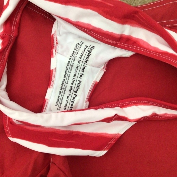 NWT Catalina 3-piece swim set;bikini shorts 8 medium red white stripe - Picture 3 of 7